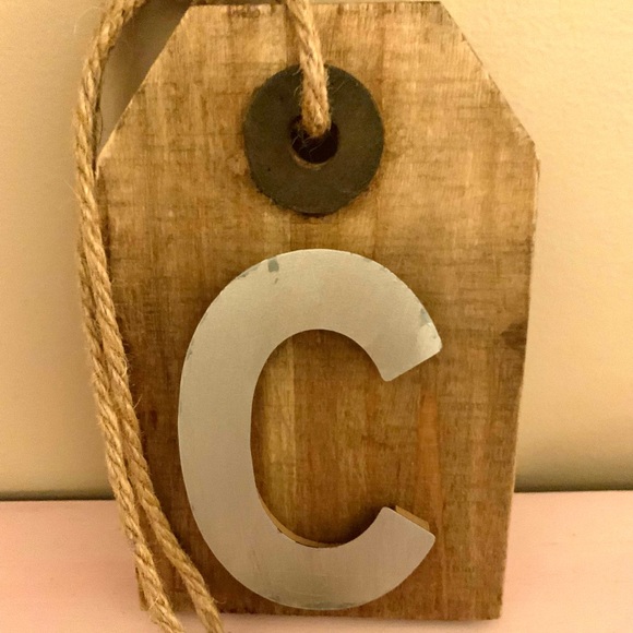 Hobby Lobby Rustic Wooden Wall Art with Silver Letter C - Picture 2 of 5